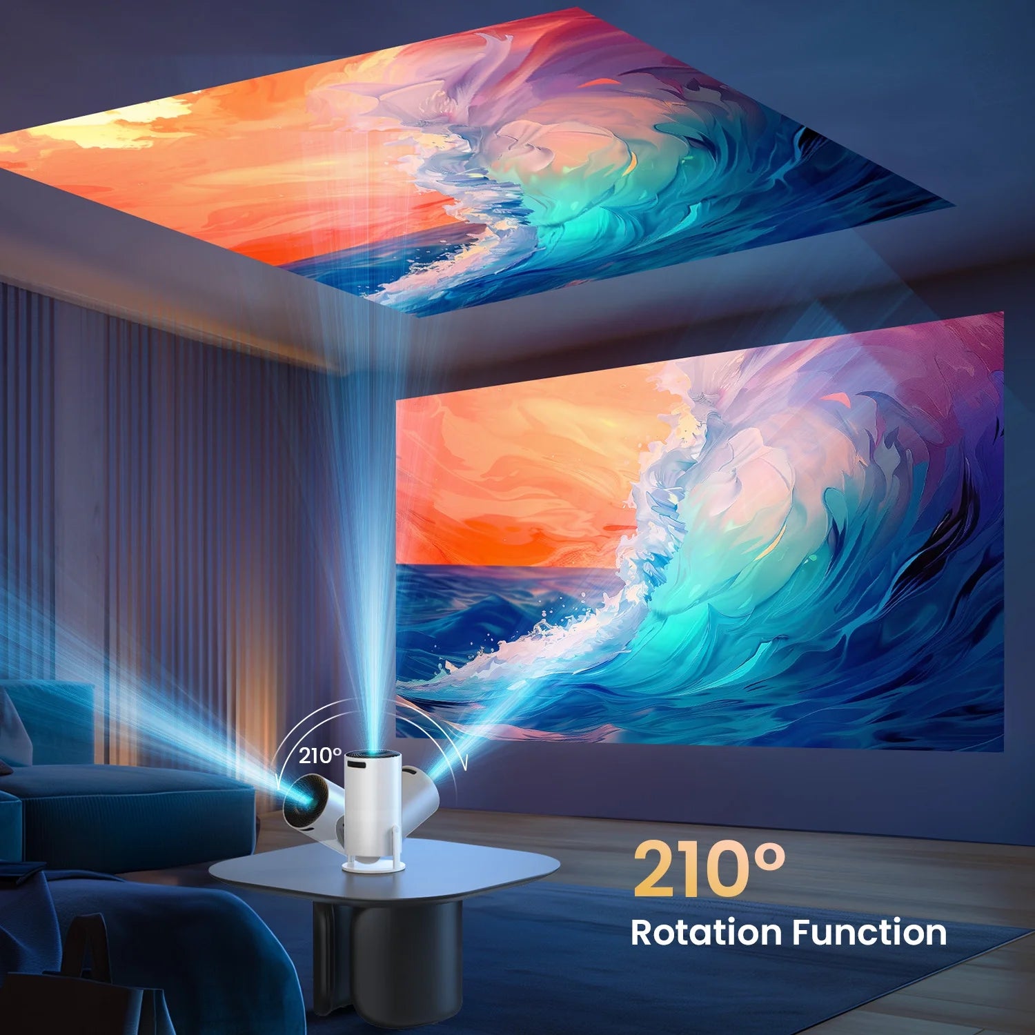 [Electric Focus] Mini Projector with Wifi & Bluetooth , 210°Rotation & Portable Home Projector